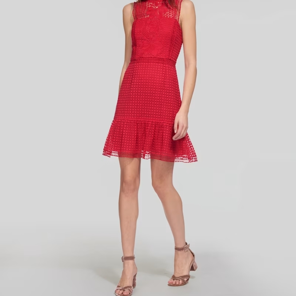 Whistles Elegant Fuschia Lace Dress 8
